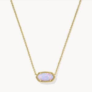 Kendra Scott Elisa Gold Short Pendant Necklace in Lilac Lab Grown Opal